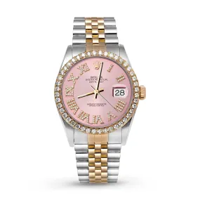Rolex Datejust Diamond Bezel Watch 36mm Pink Roman Numeral Dial | 2.15ct