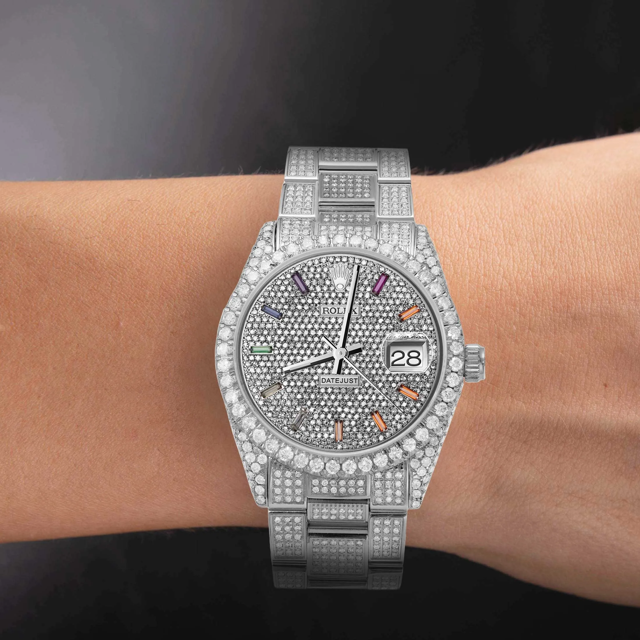 Rolex Datejust Diamond Bezel Watch 36mm Rainbow Dial | 11ct