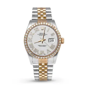 Rolex Datejust Diamond Bezel Watch 36mm White Roman Dial | 2.15ct