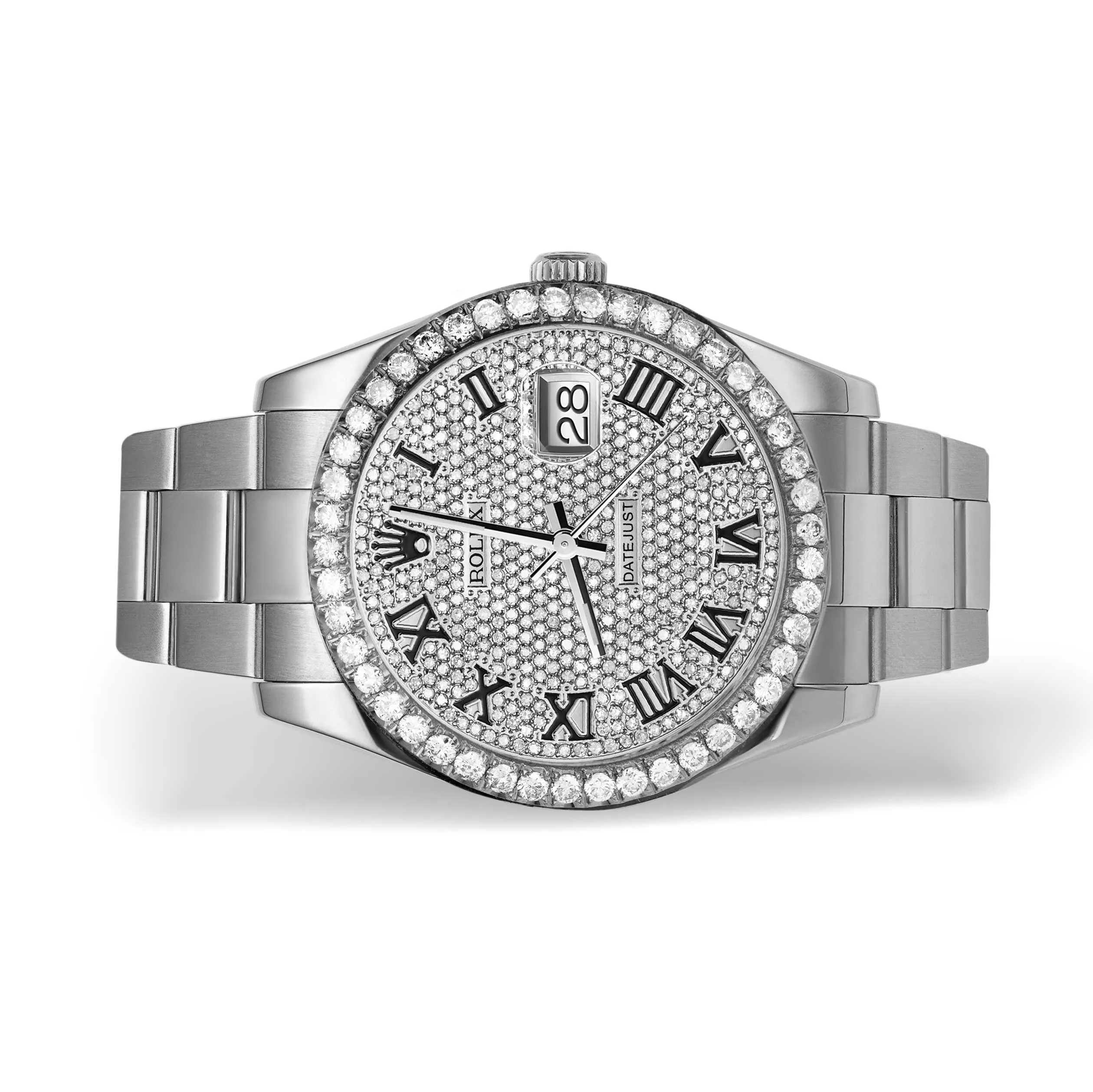 Rolex Datejust Diamond Bezel Watch 41mm Diamond Black Roman Dial | 4.65ct