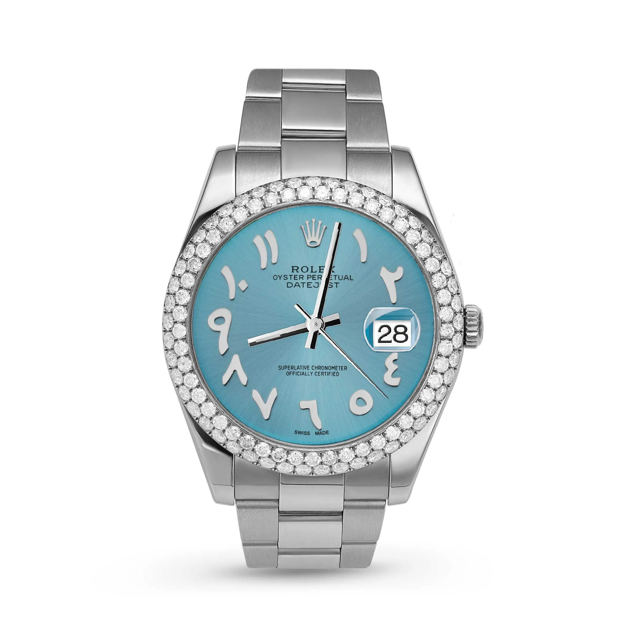Rolex Datejust Diamond Bezel Watch 41mm Diamond Ice Blue Arabic Dial | 5.15ct