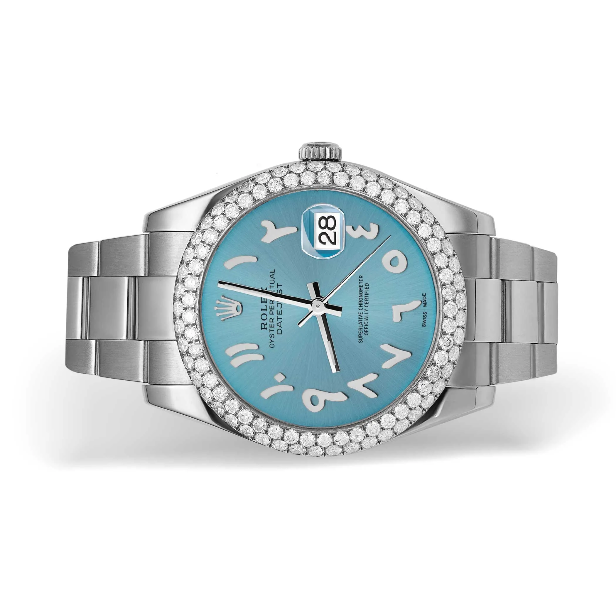 Rolex Datejust Diamond Bezel Watch 41mm Diamond Ice Blue Arabic Dial | 5.15ct