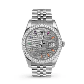 Rolex Datejust Diamond Bezel Watch 41mm Rainbow Dial | 7.5ct