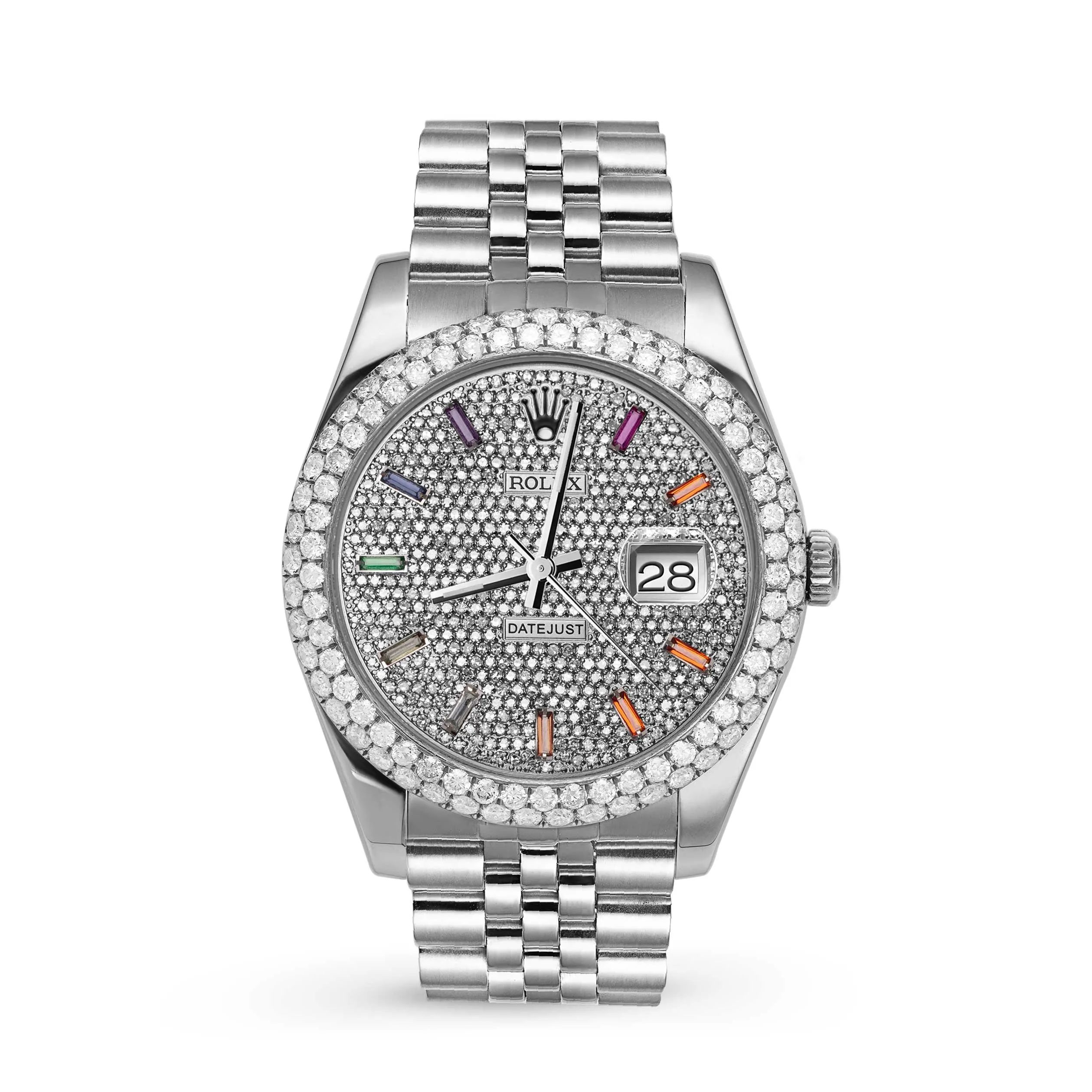 Rolex Datejust Diamond Bezel Watch 41mm Rainbow Dial | 7.5ct