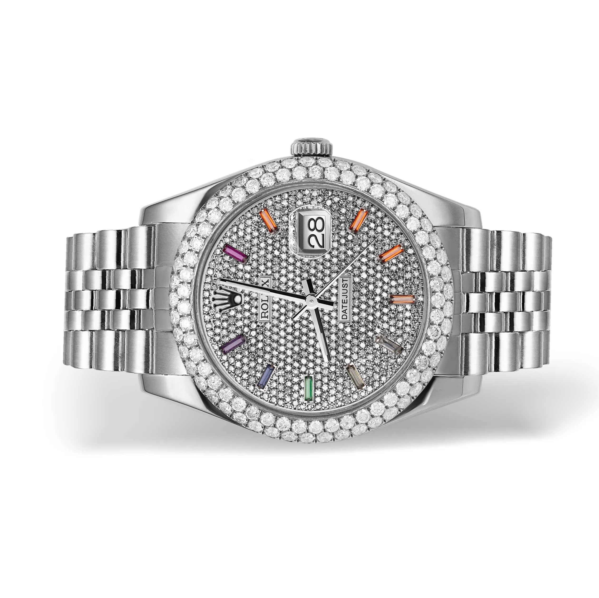 Rolex Datejust Diamond Bezel Watch 41mm Rainbow Dial | 7.5ct