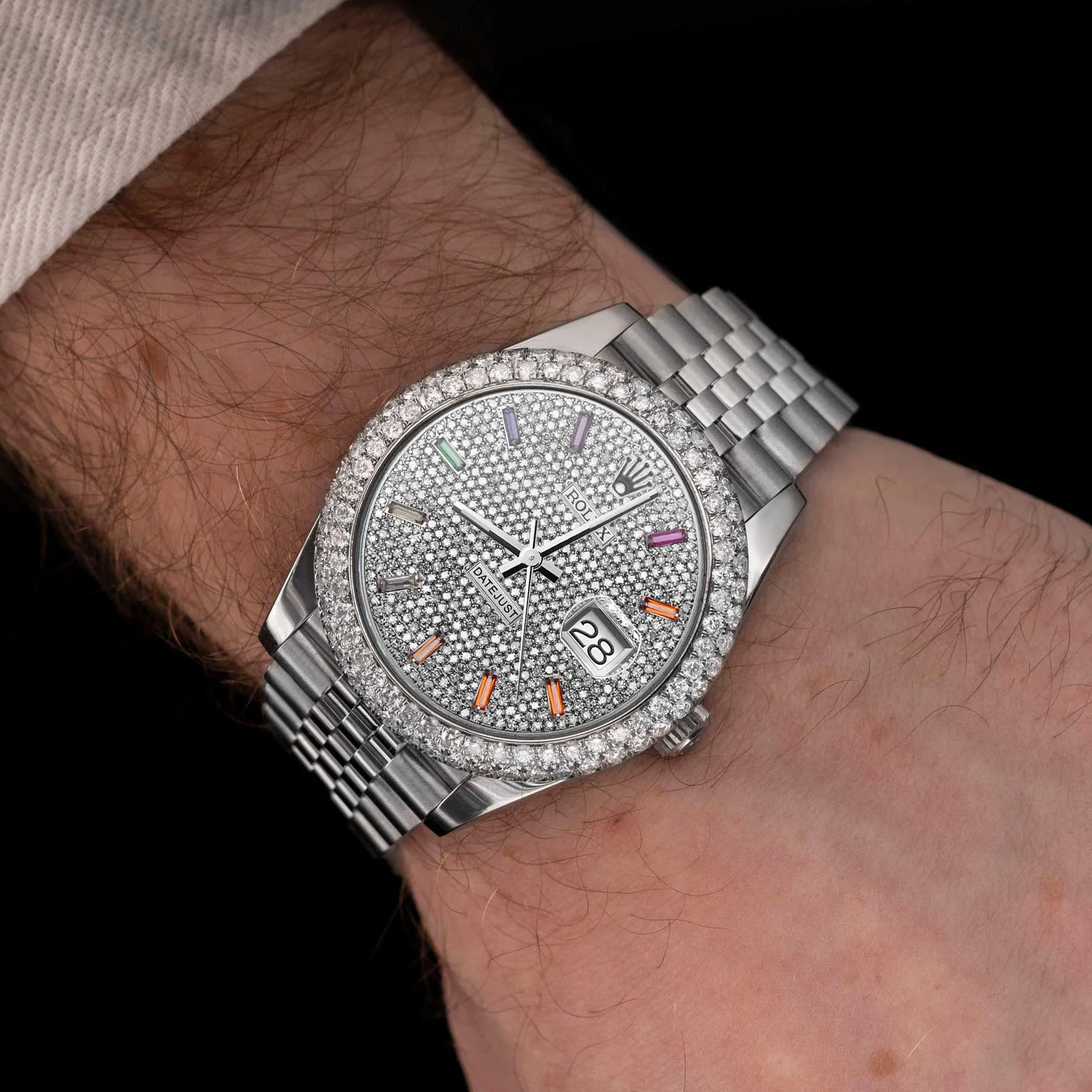Rolex Datejust Diamond Bezel Watch 41mm Rainbow Dial | 7.5ct