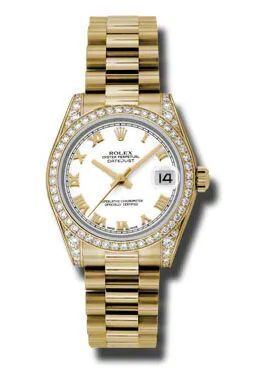 Rolex Datejust Lady 31 White Dial 18K Yellow Gold President Automatic Ladies Watch 178158WRP