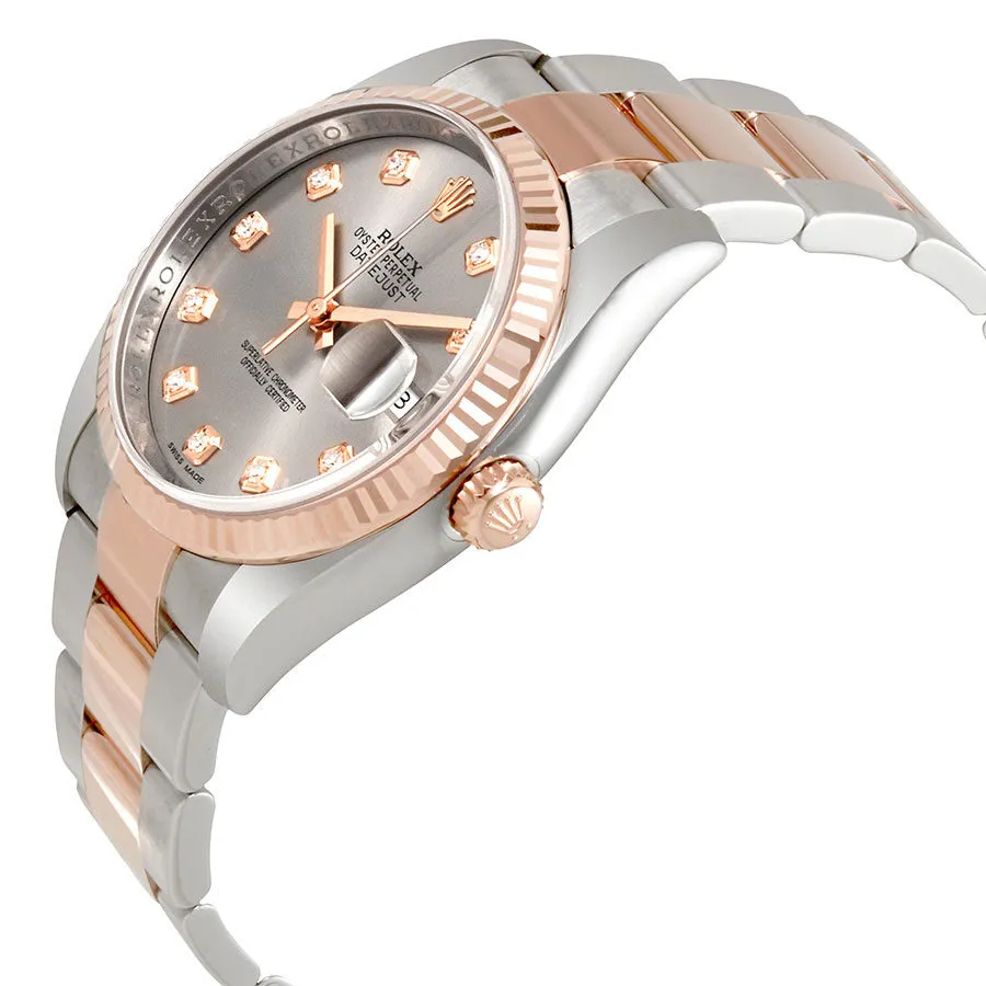 Rolex Datejust Rhodium Dial Steel and 18K Everose Gold Diamond Men's Watch 116231RDO