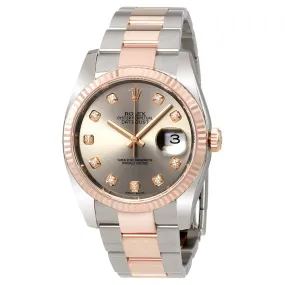 Rolex Datejust Rhodium Dial Steel and 18K Everose Gold Diamond Men's Watch 116231RDO