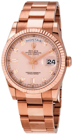 Rolex Day-Date Ivory Diamond Dial Automatic Midsize 18kt Everose Gold President Watch 118235IVDP 118235IVDO
