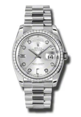 Rolex Day-Date Silver Dial Platinum President Automatic Ladies Watch 118346SDP