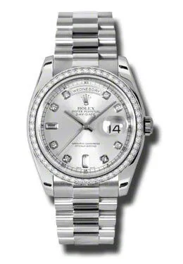 Rolex Day-Date Silver Dial Platinum President Automatic Ladies Watch 118346SDP