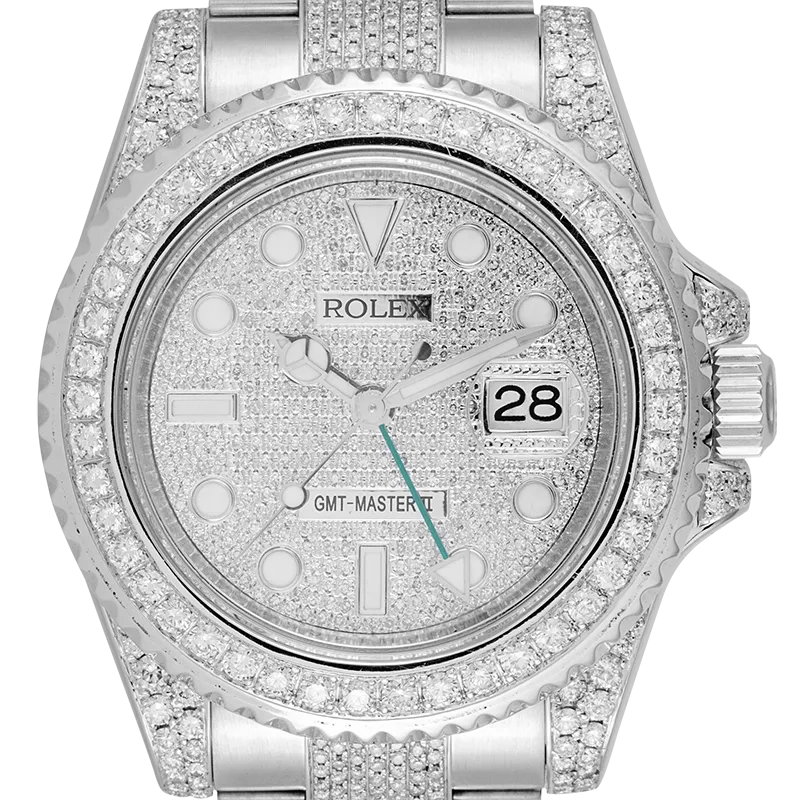 Rolex GMT-Master II Stainless Steel Custom Diamond Set Watch 116710LN
