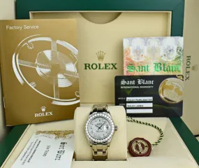 ROLEX Ladies 29mm 18kt White Gold Pearlmaster Masterpiece White MOP Diamond Dial Model 80299