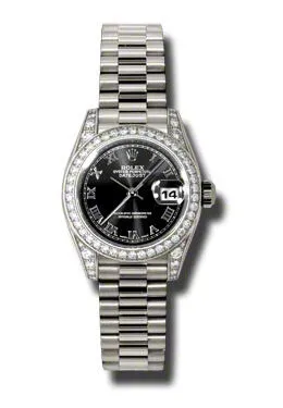 Rolex Lady-Datejust 26 Black Dial 18K White Gold President Automatic Ladies Watch 179159BKRP
