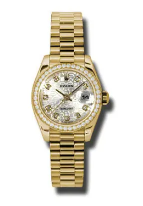 Rolex Lady-Datejust 26 Silver Dial 18K Yellow Gold President Automatic Ladies Watch 179138SJDP