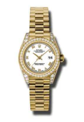 Rolex Lady-Datejust 26 White Dial 18K Yellow Gold President Automatic Ladies Watch 179158WRP