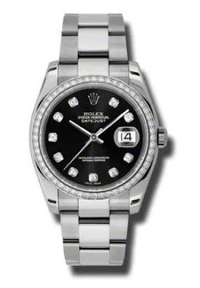 Rolex Oyster Perpetual Datejust 36 Black Dial Stainless Steel Bracelet Automatic Ladies Watch 116244BKDO