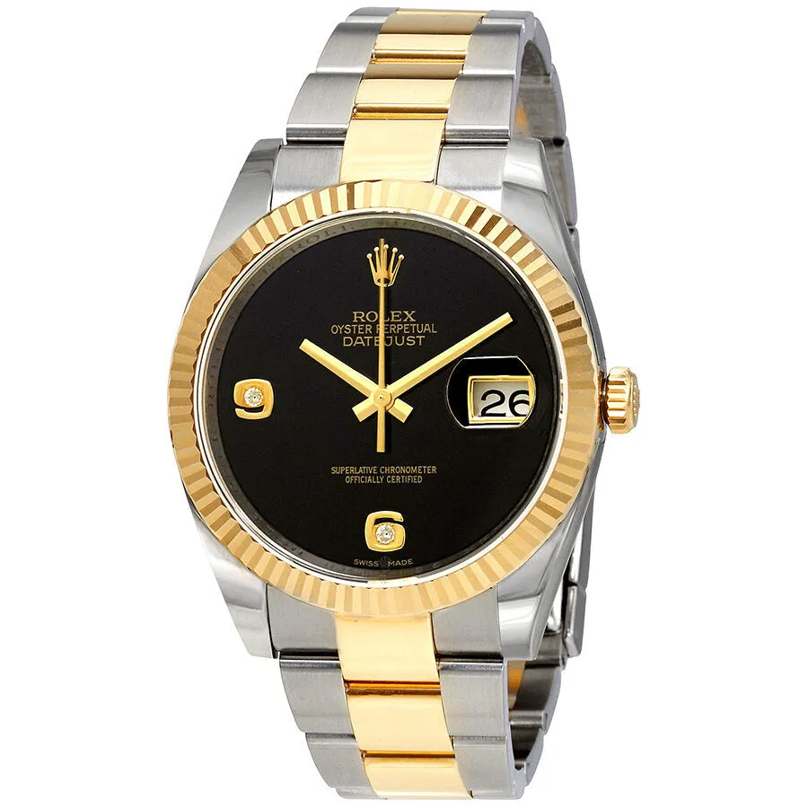Rolex Oyster Perpetual Datejust Onyx Dial Diamond Steel and 18K Yellow Gold Men's Watch 116233BKADO