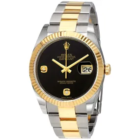 Rolex Oyster Perpetual Datejust Onyx Dial Diamond Steel and 18K Yellow Gold Men's Watch 116233BKADO