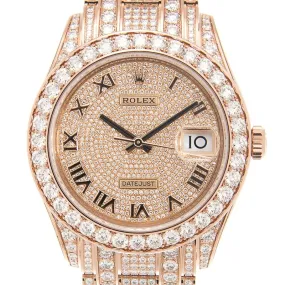 Rolex Pearlmaster 39 Men's 18kt Everose Gold Pearlmaster Diamond Pave Watch 86405PAVEPM