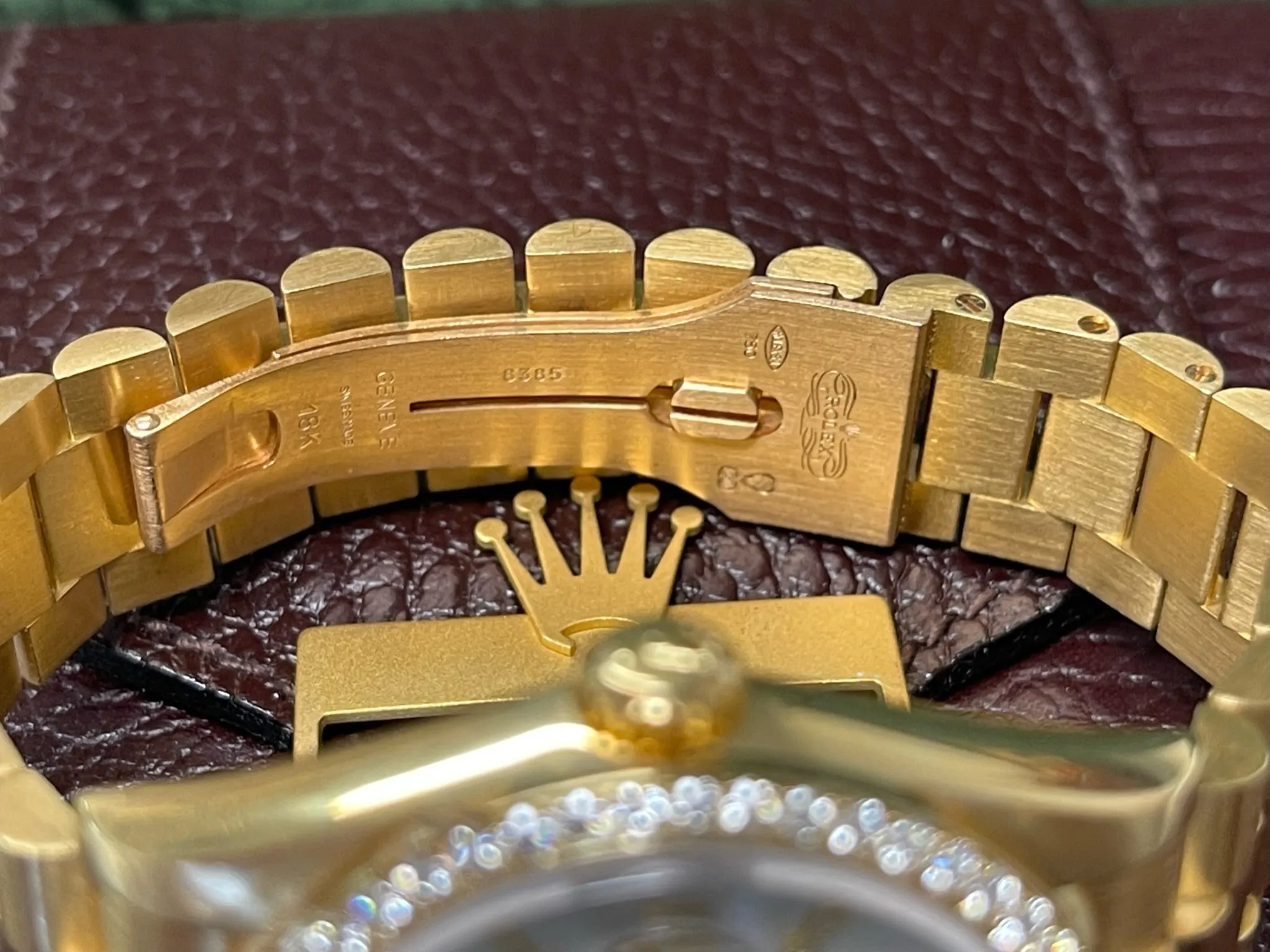 Rolex Presidential 36mm Day Date 18238 (Double Quickset) Refinished White Mother of Pearl Diamond Dial Custom Diamond Bezel Mint