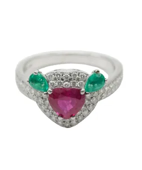 Ruby Emerald & Diamond Ring  AGC1665