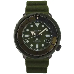 seiko prospex street series solar green stainless steel and plastic divers green dial rubber strap watch