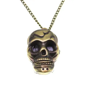 Skull Antique Bronze Coloured Pocket/Necklace Watch