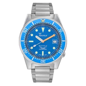 Squale 1521 Satin Blasted Steel Case - Blue Dial on Bracelet