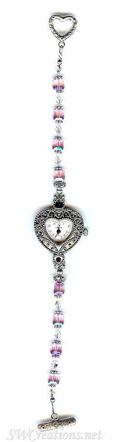 Sweet Lilacs Crystal Cube Beaded Watch
