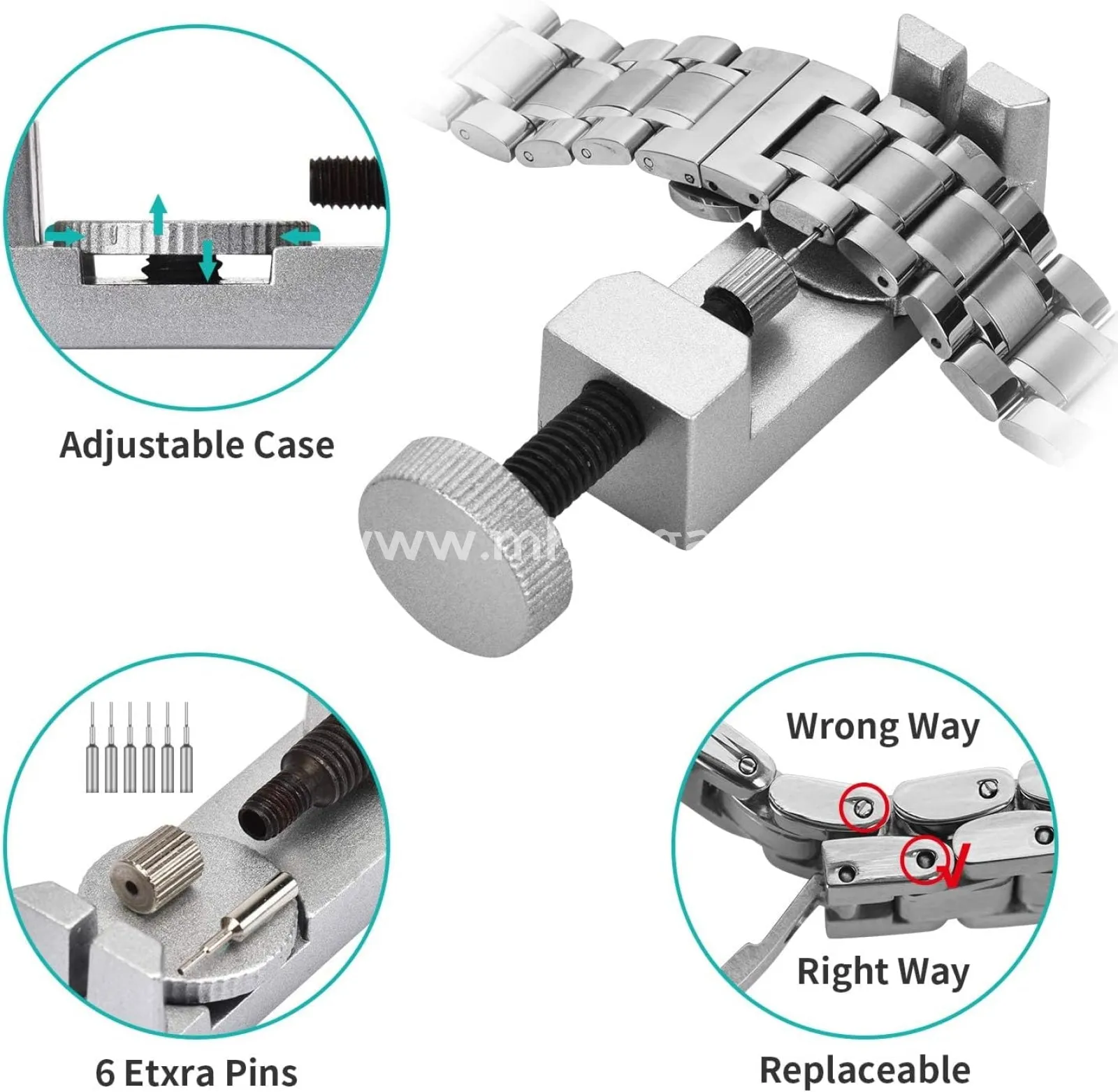 Time Watch Repair Kit, Watch Link Removal Tool, Watch Band Adjustment, Including Watch Back Case Opener, Spring Bar, Operation Manual, Suitable for Battery Replacement and Strap disassemble