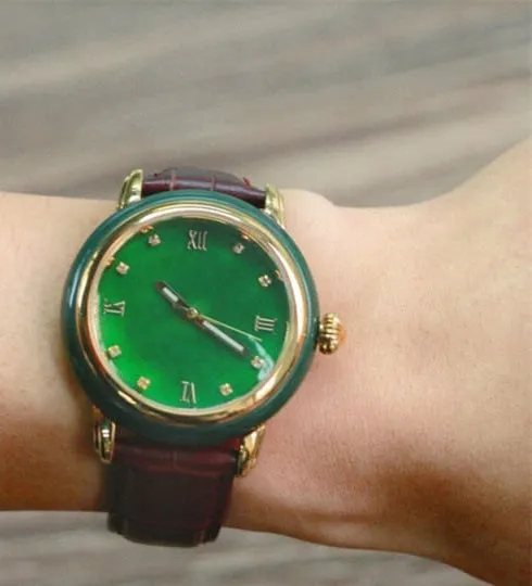 Unisex Luxury Fashion Pure Natural Jade Business Waterproof Watch