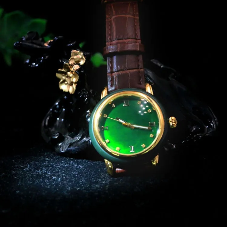 Unisex Luxury Fashion Pure Natural Jade Business Waterproof Watch
