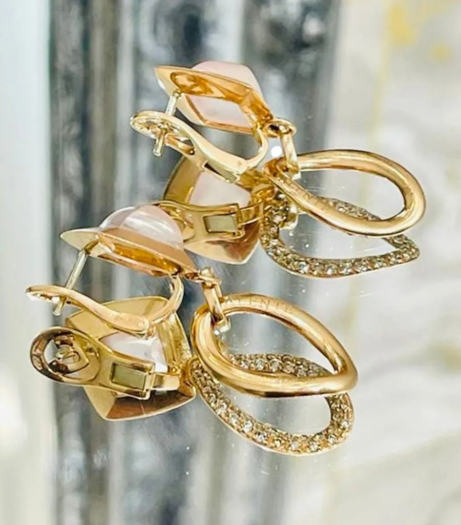 Valente 18k Rose Gold Icy Jadeite & Diamond Drop Earrings