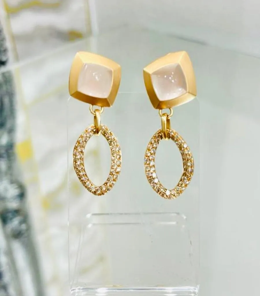 Valente 18k Rose Gold Icy Jadeite & Diamond Drop Earrings