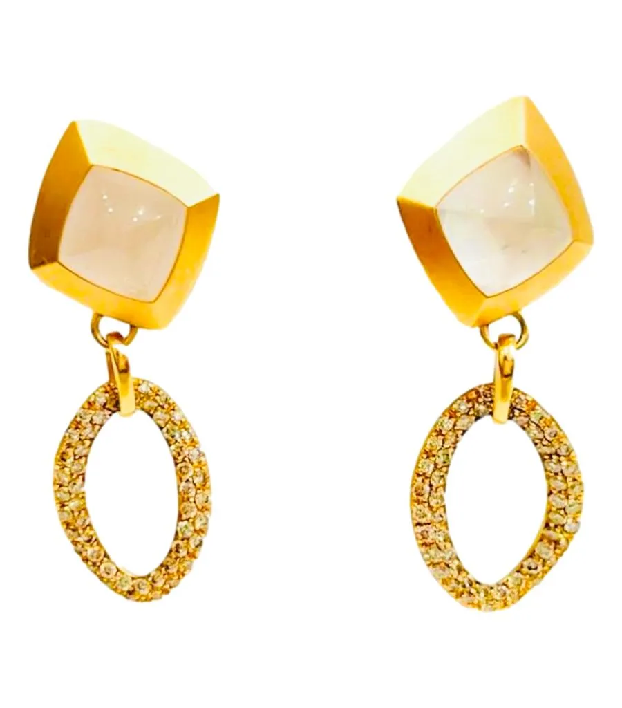 Valente 18k Rose Gold Icy Jadeite & Diamond Drop Earrings