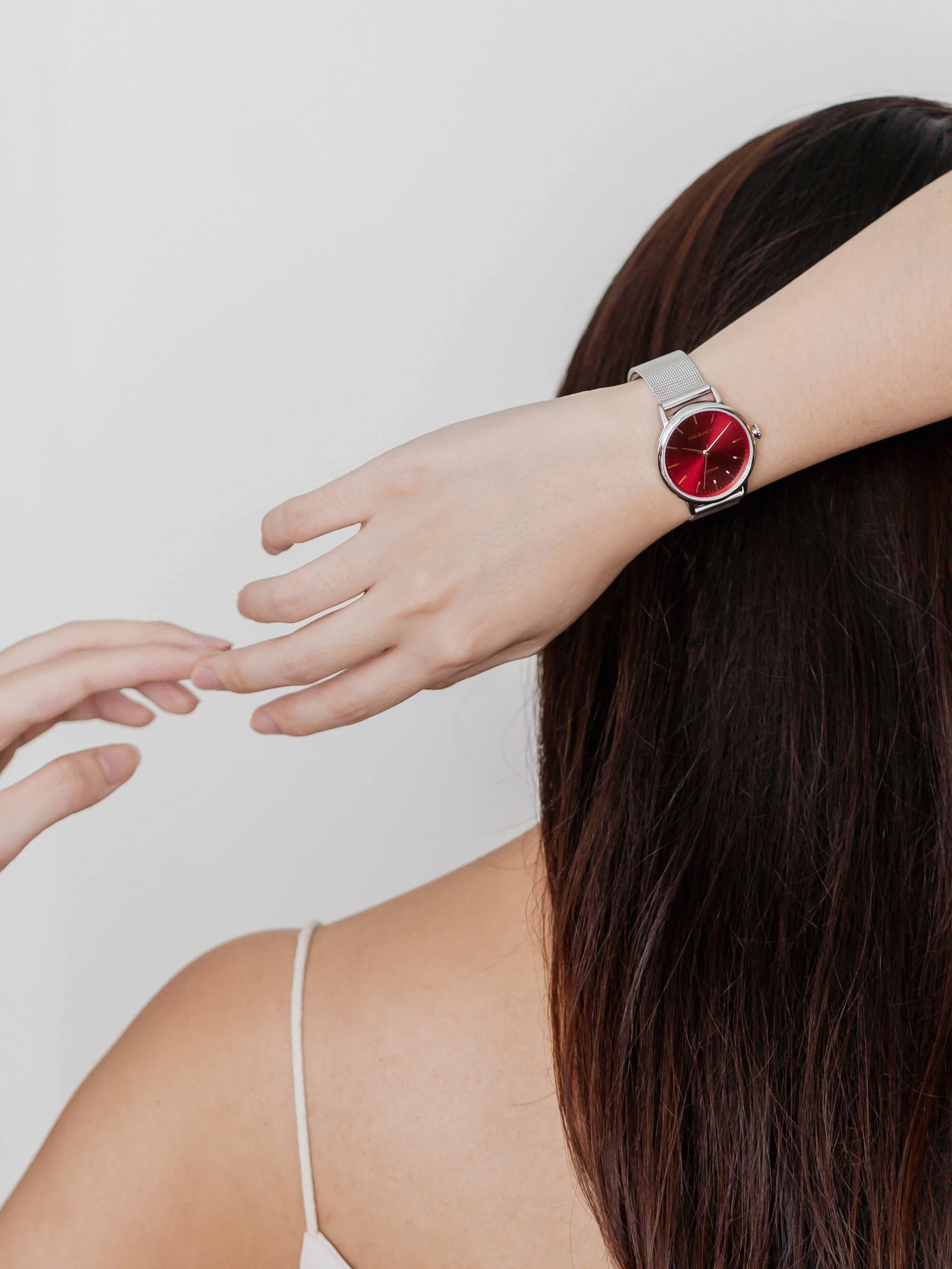 Wine Silver Watch | Silver Mesh Strap