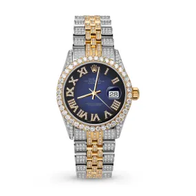 Women's Rolex Datejust Diamond Bezel Watch 31mm Dark Blue Roman Dial | 6.80ct