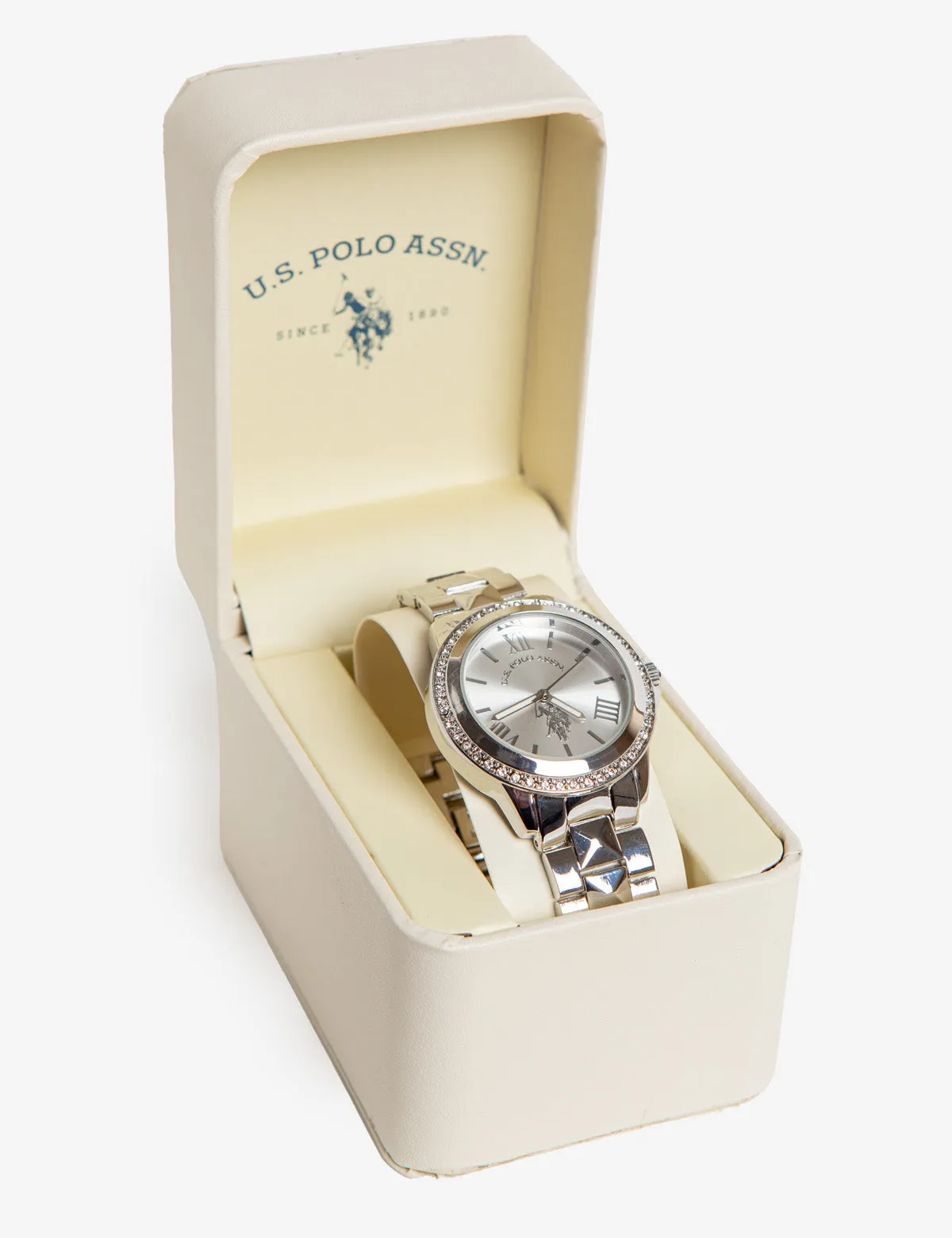 WOMENS SILVER FACE DIAMOND BRACELET WATCH