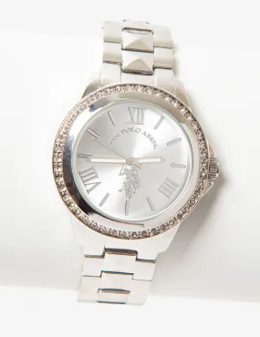 WOMENS SILVER FACE DIAMOND BRACELET WATCH
