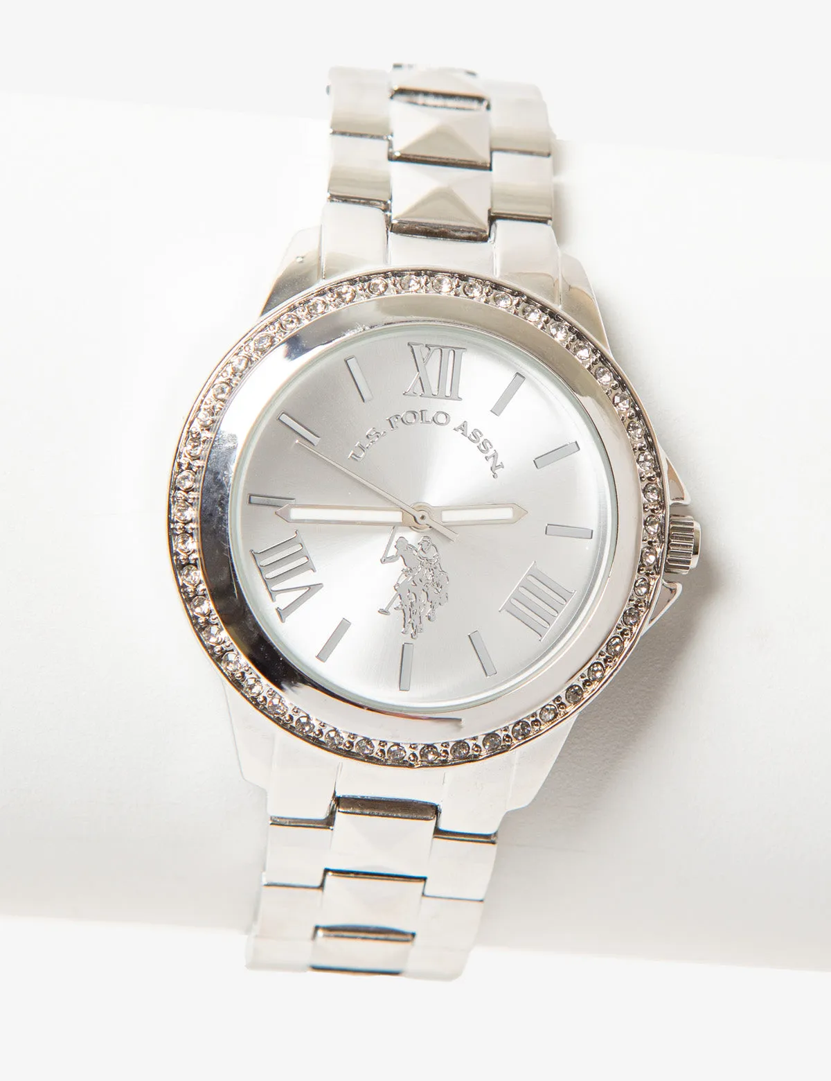 WOMENS SILVER FACE DIAMOND BRACELET WATCH